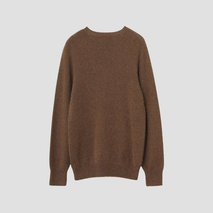 COTTON CASHMERE TWIST SADDLE CREW KNIT