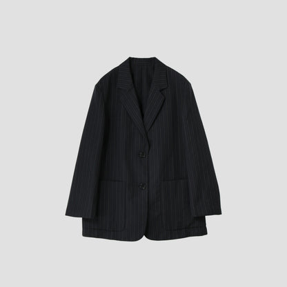 CHALK STRIPE LINEN WOOL JACKET