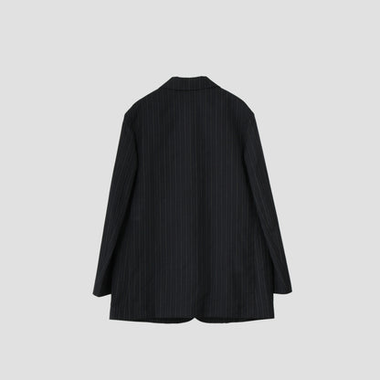 CHALK STRIPE LINEN WOOL JACKET