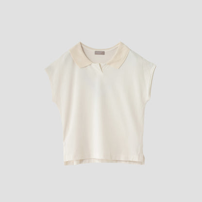 SILK COLLAR POLO JERSEY
