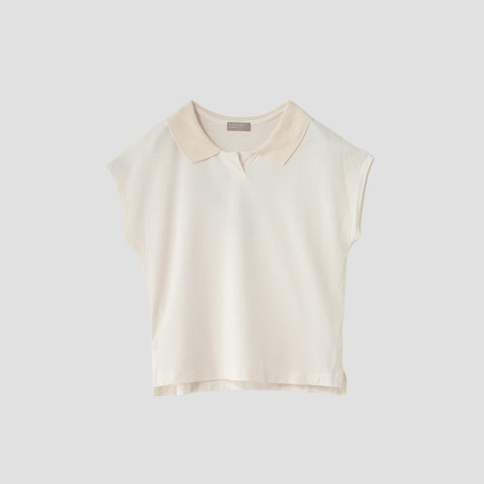 SILK COLLAR POLO JERSEY