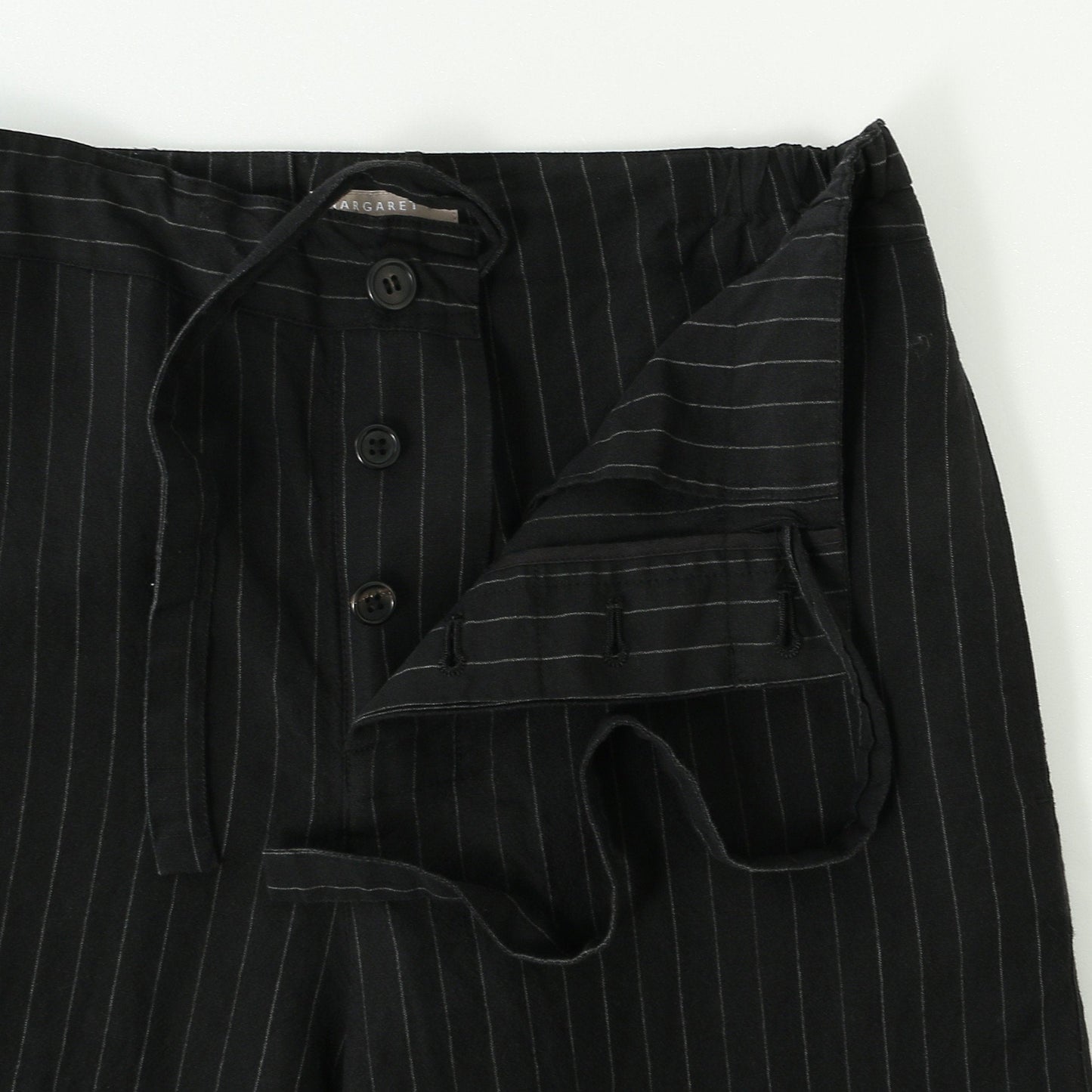 WOOL LINEN PINSTRIPE TROUSERS