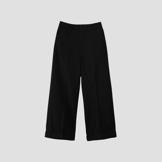WASHED WOOL TWILL TROUSERS