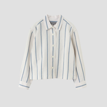 BOLD STRIPE COTTON LINEN SHIRT