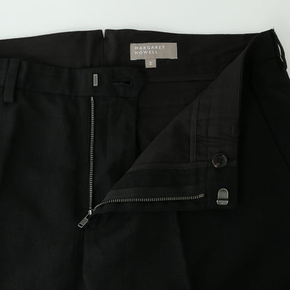 WOOL LINEN POPLIN TROUSERS
