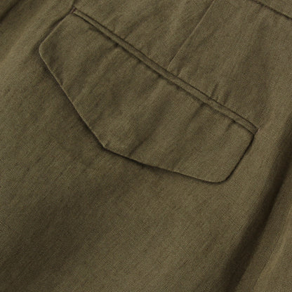COATED LINEN PLAINWEAVE TROUSERS