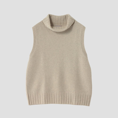 SLEEVELESS ROLL NECK KNIT