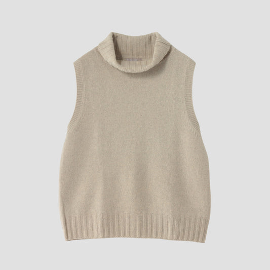 SLEEVELESS ROLL NECK KNIT