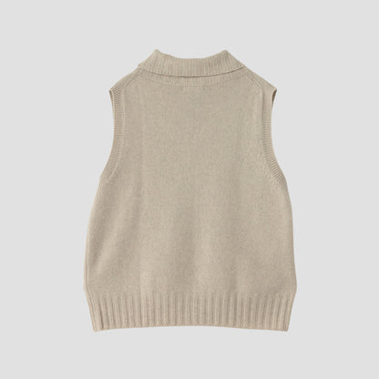 SLEEVELESS ROLL NECK KNIT