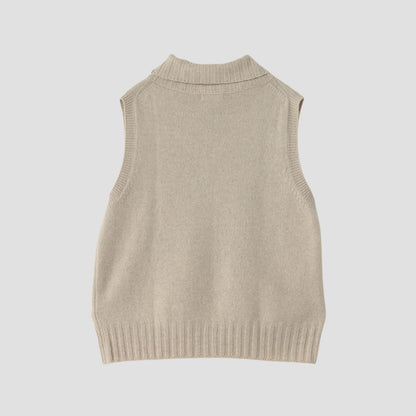 SLEEVELESS ROLL NECK KNIT