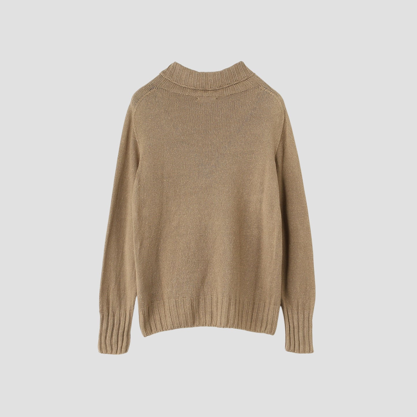 LINEN COTTON WIDE ROLL NECK KNIT