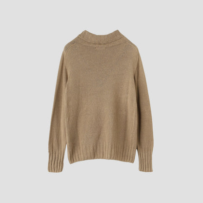 LINEN COTTON WIDE ROLL NECK KNIT