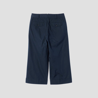 WASHED YARN DYE COTTON POPLIN TROUSERS