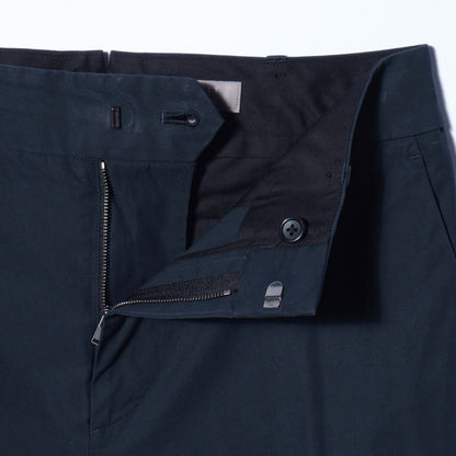 WASHED YARN DYE COTTON POPLIN TROUSERS