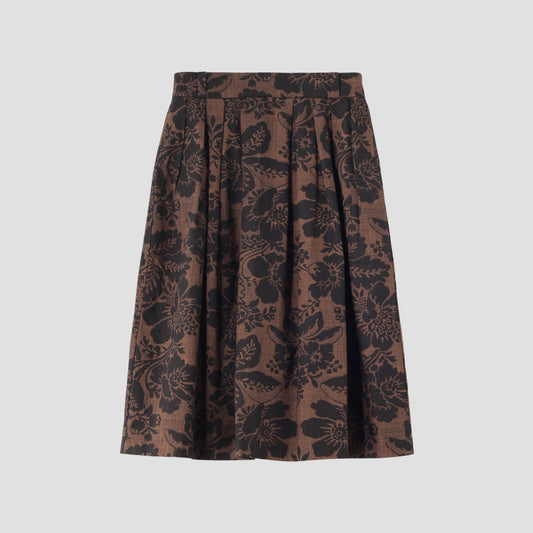DAMASK COTTON LINEN TWILL SKIRT