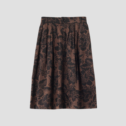 DAMASK COTTON LINEN TWILL SKIRT