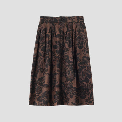 DAMASK COTTON LINEN TWILL SKIRT