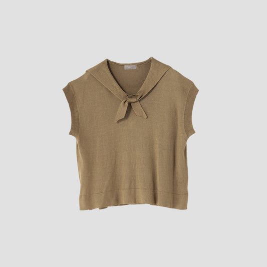 LINEN SILK SAILOR COLLAR KNIT