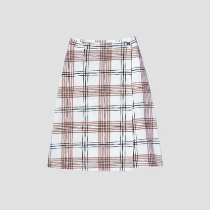 PAINTED CHECK COTTON LINEN SKIRT