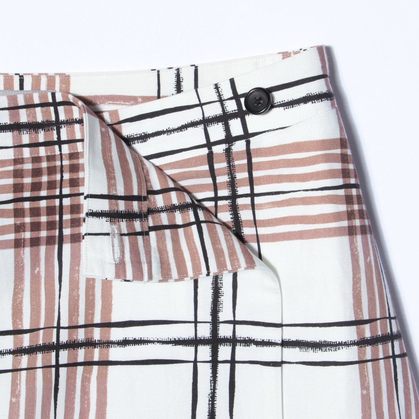 PAINTED CHECK COTTON LINEN SKIRT