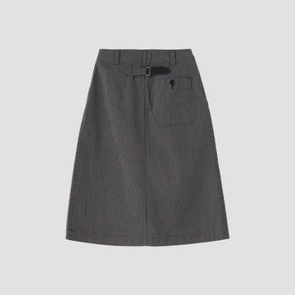 WORKWEAR STRIPE COTTON LINEN SKIRT
