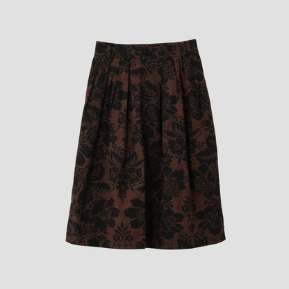 DAMASK COTTON LINEN TWILL SKIRT