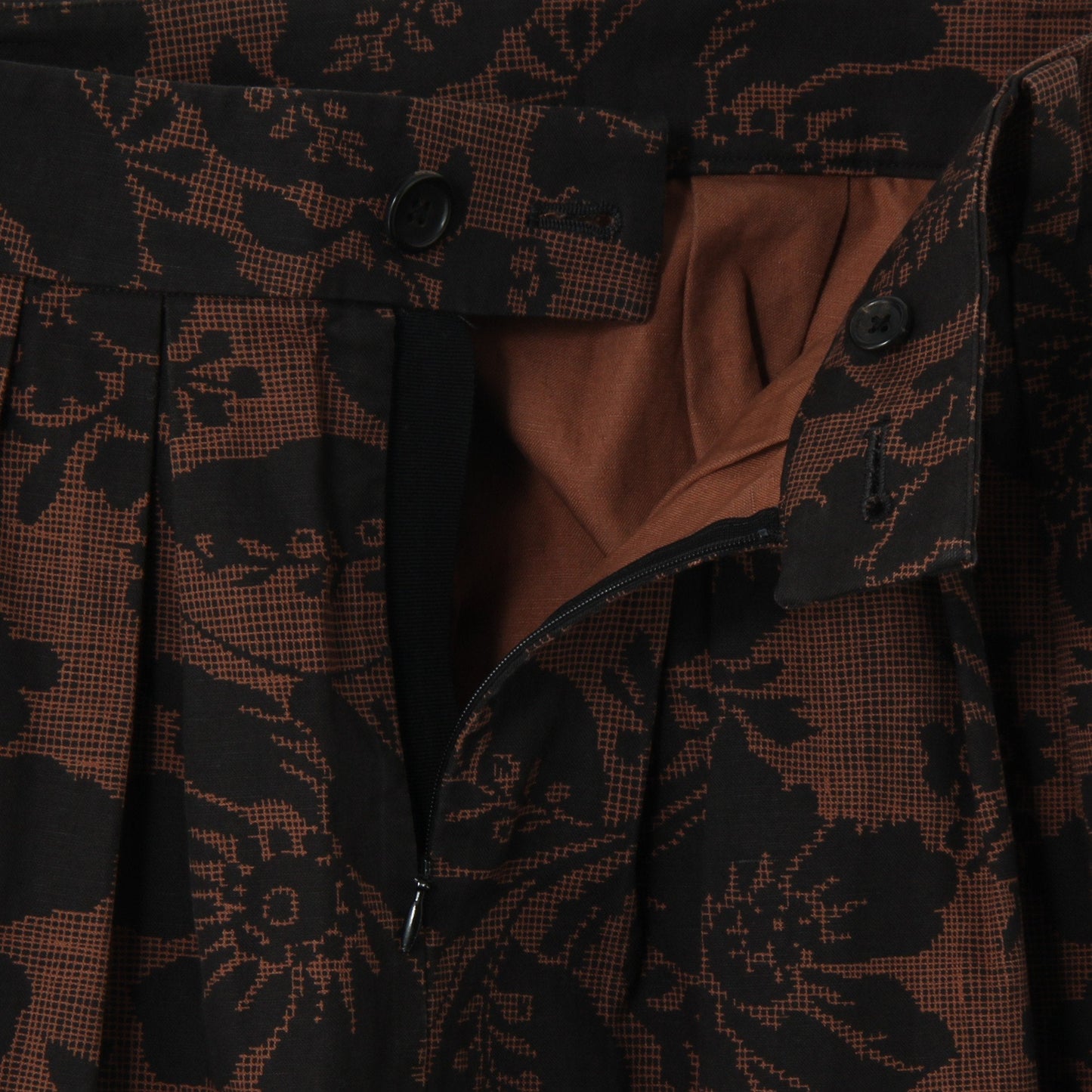 DAMASK COTTON LINEN TWILL SKIRT