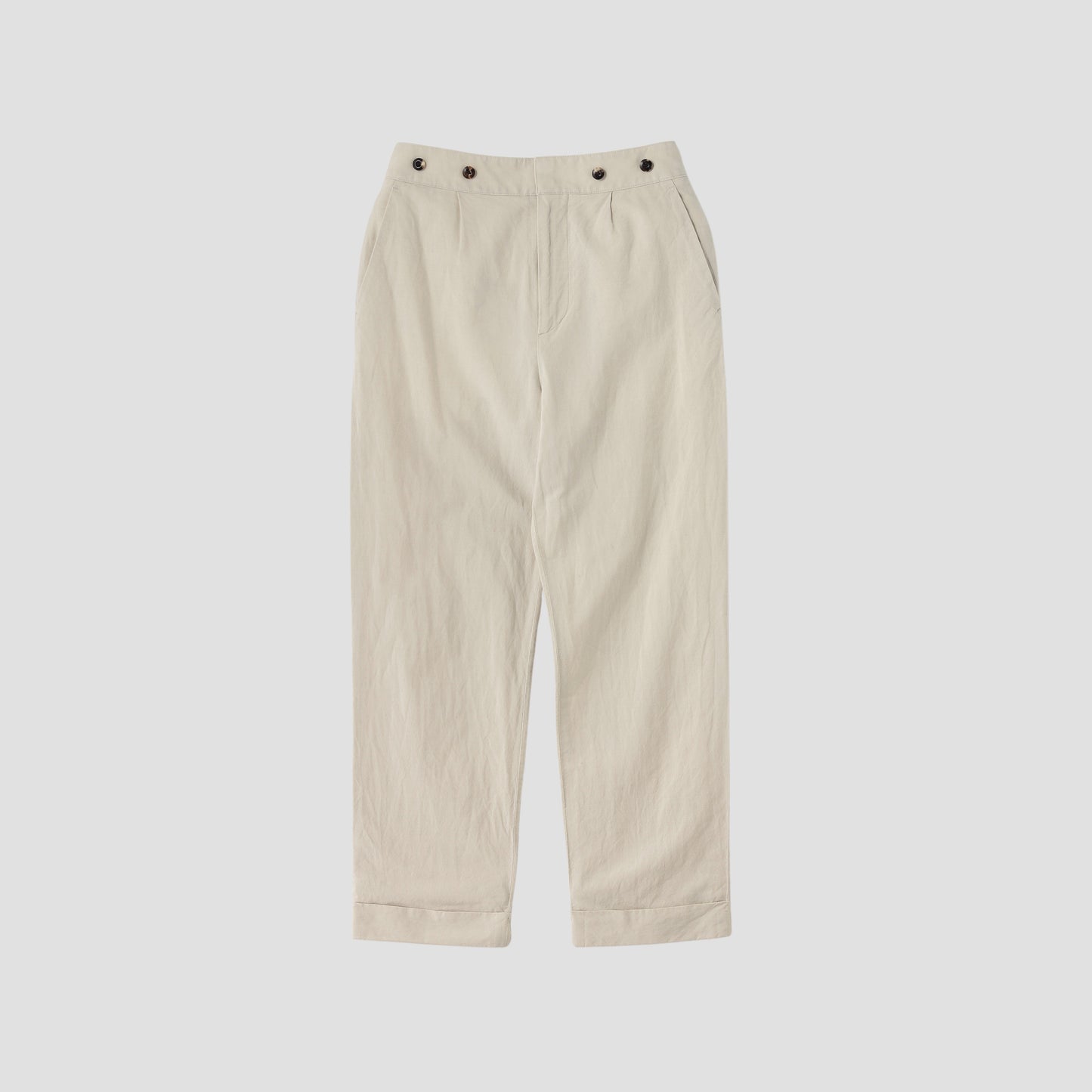 YARN DYED COTTON LINEN TROUSERS