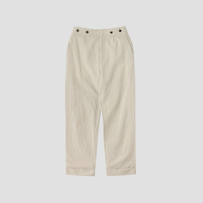 YARN DYED COTTON LINEN TROUSERS