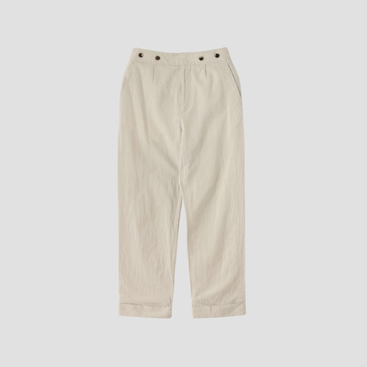 YARN DYED COTTON LINEN TROUSERS