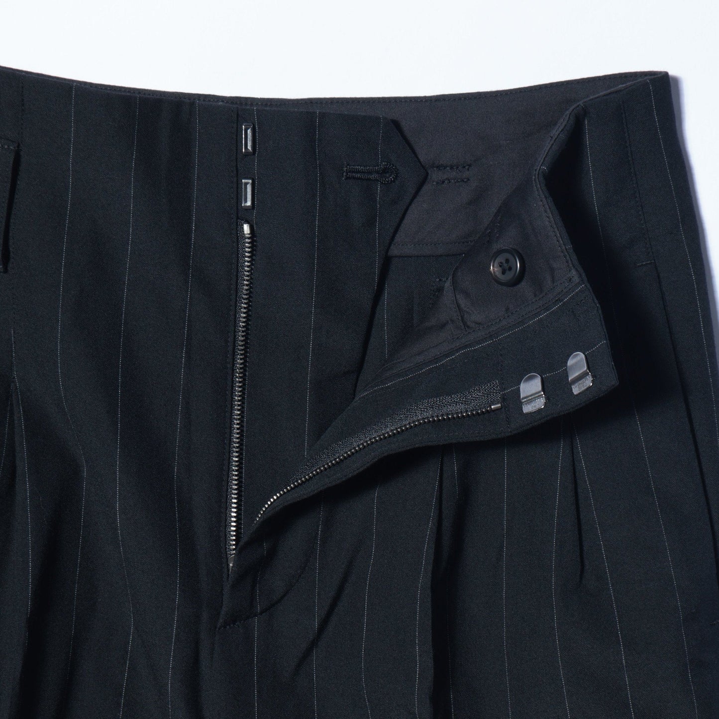 WIDE PINSTRIPE WOOL TROUSERS