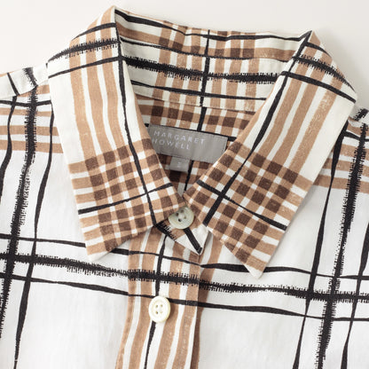 PAINTED CHECK COTTON LINEN SHIRT