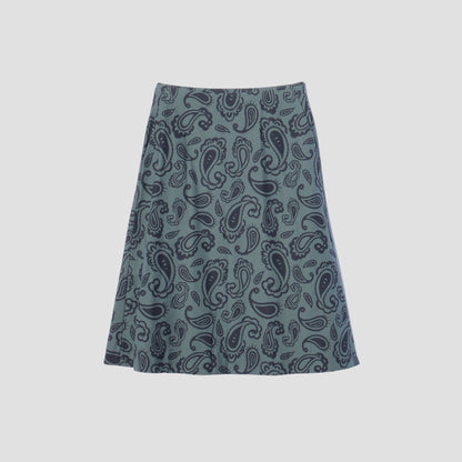 PAISLEY COTTON SILK TWILL SKIRT