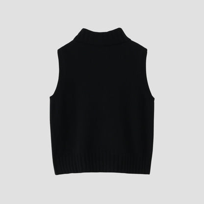 SLEEVELESS ROLL NECK KNIT