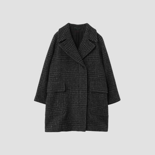 LARGE PRINCE OF WALES WOOL COATING