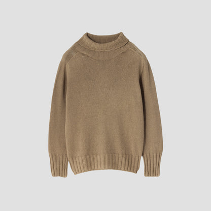 LINEN COTTON WIDE ROLL NECK KNIT