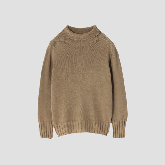 LINEN COTTON WIDE ROLL NECK KNIT