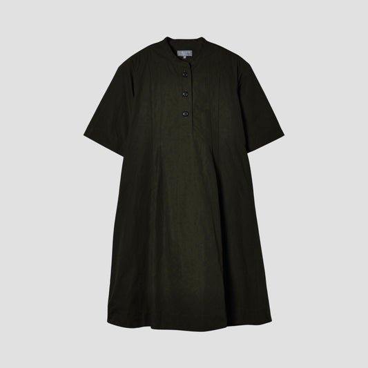 PLAIN WEAVE COTTON LINEN DRESS
