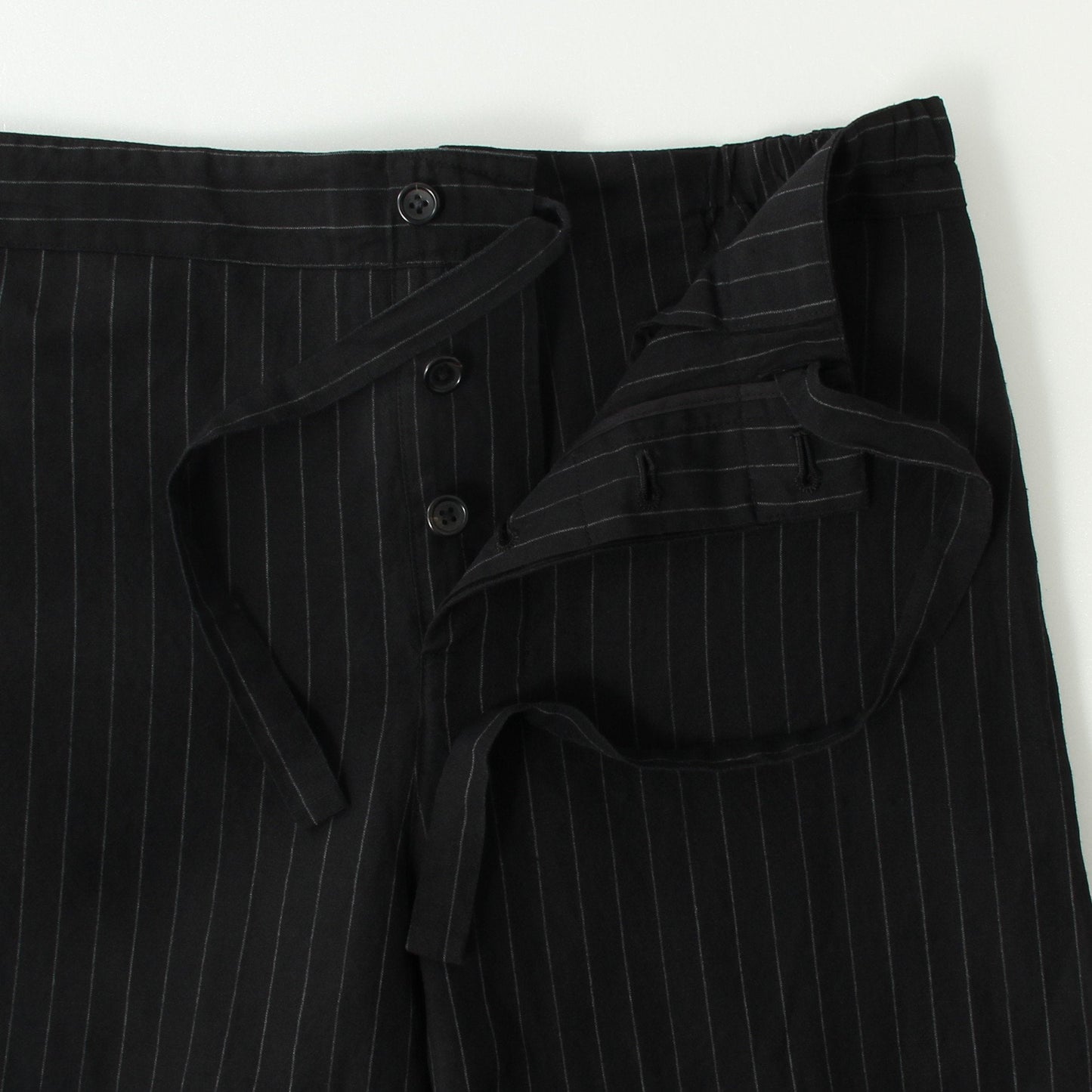 WOOL LINEN PINSTRIPE TROUSERS