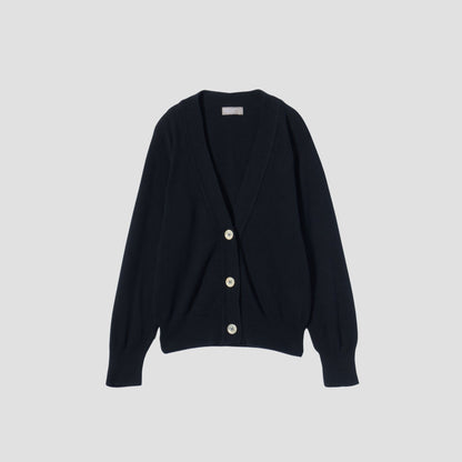 COTTON CASHMERE V NECK CARDIGAN KNIT