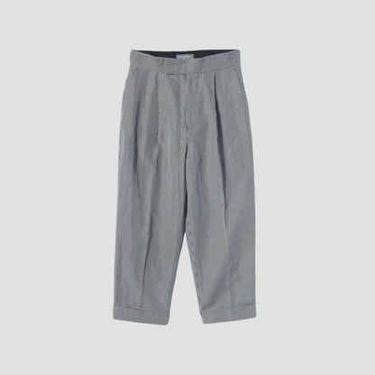 COTTON LINEN GINGHAM TROUSERS