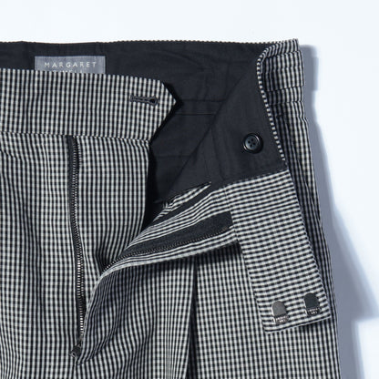 COTTON LINEN GINGHAM TROUSERS