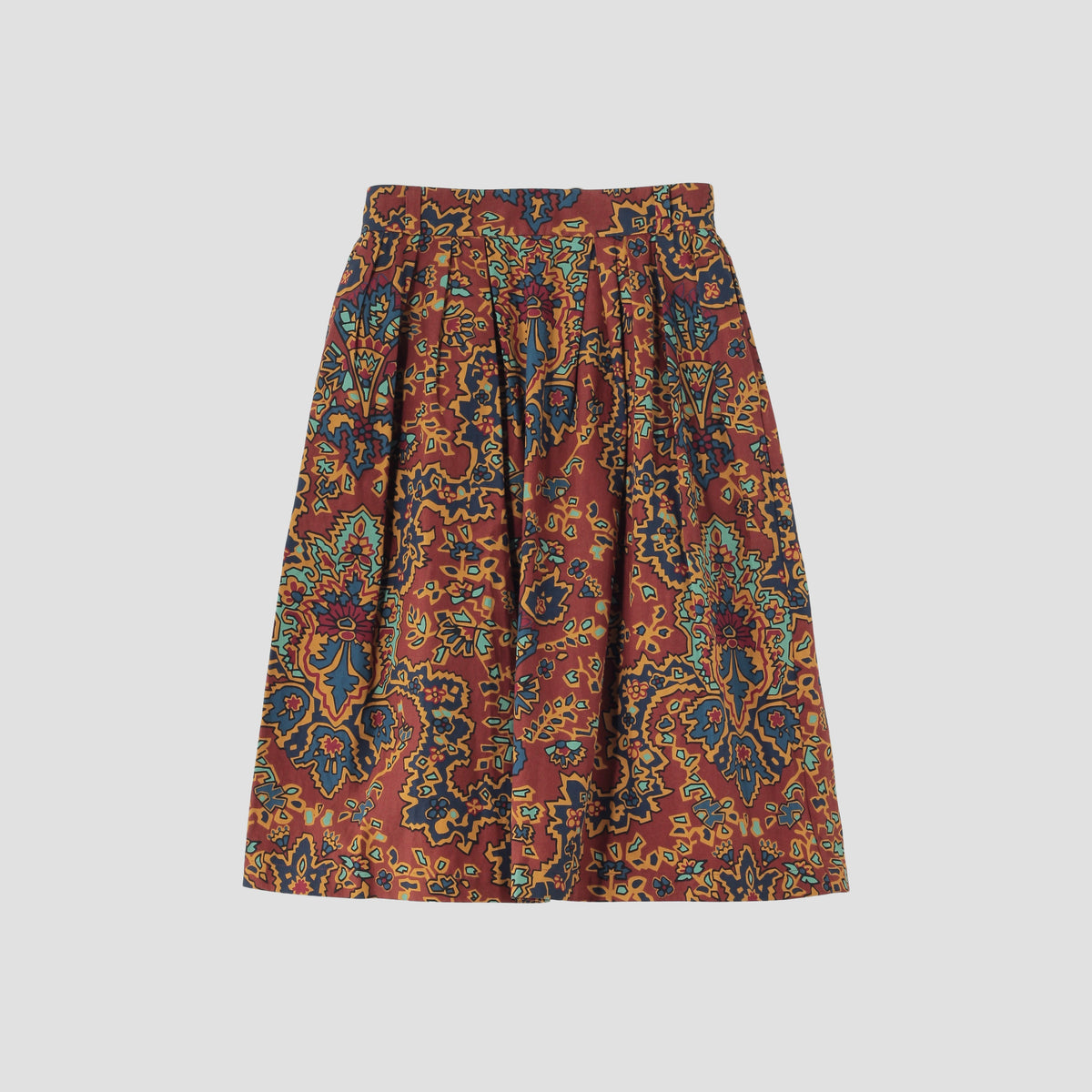 PAISLEY COTTON LINEN TWILL SKIRT