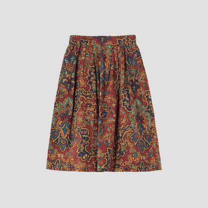 PAISLEY COTTON LINEN TWILL SKIRT
