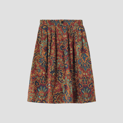 PAISLEY COTTON LINEN TWILL SKIRT