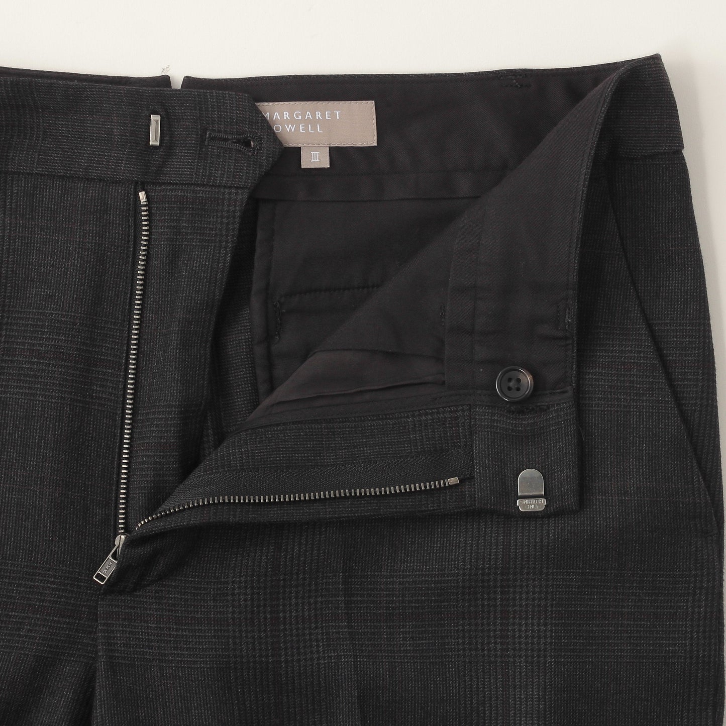 LARGE CHECK WOOL COTTON TROUSERS