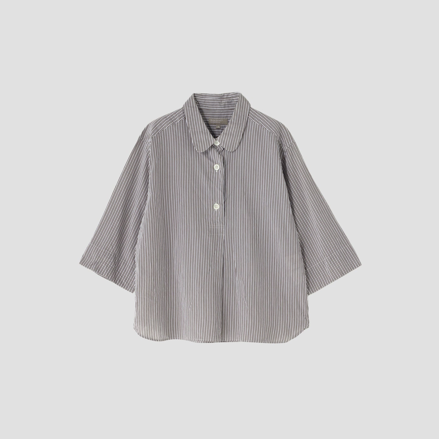 TRAM STRIPE COTTON SILK SHIRT