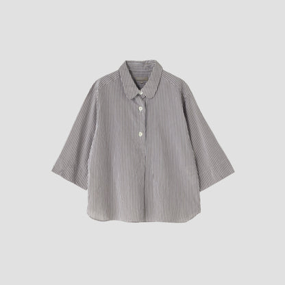 TRAM STRIPE COTTON SILK SHIRT
