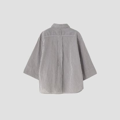 TRAM STRIPE COTTON SILK SHIRT