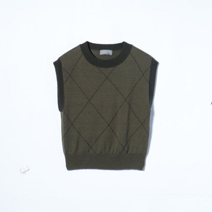 WOOL LINEN ARGYLE KNIT